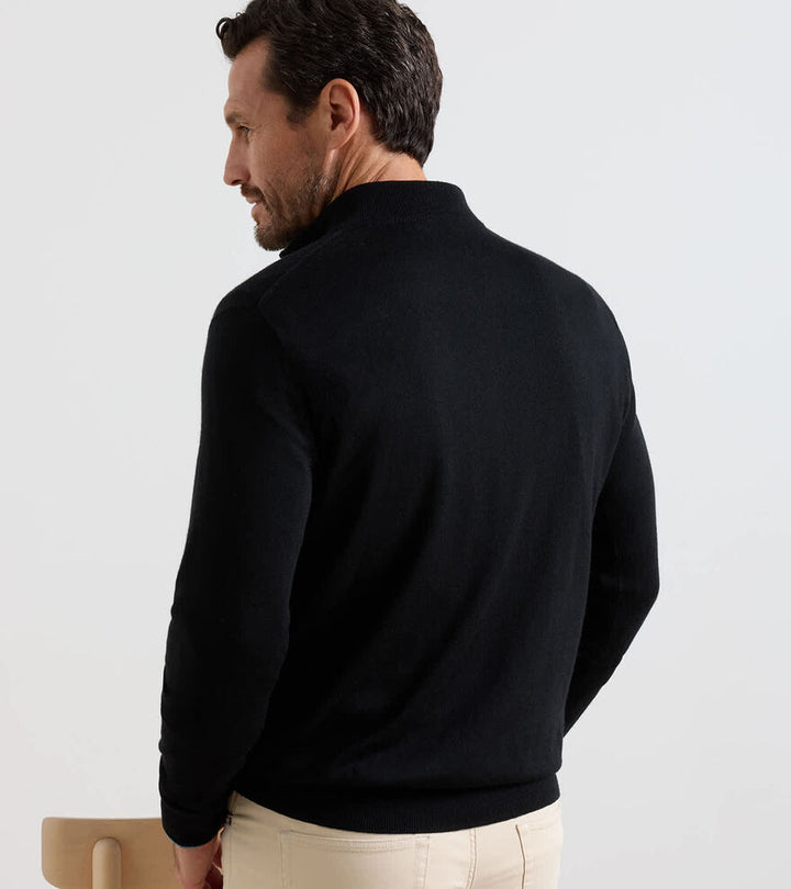 Autumn Crest Suede Trim Quarter-Zip - Black