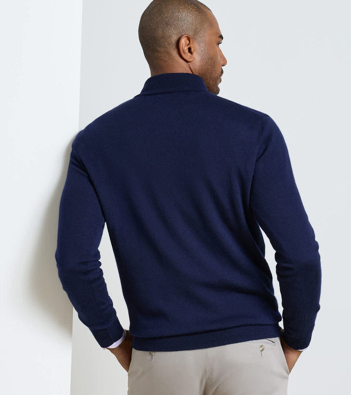 Autumn Crest Suede Trim Quarter-Zip - Navy