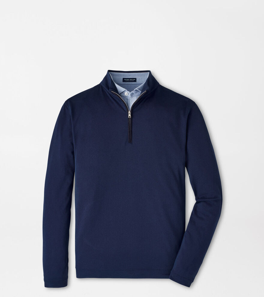 Albatross Cotton-Blend Pique Quarter-Zip - Navy