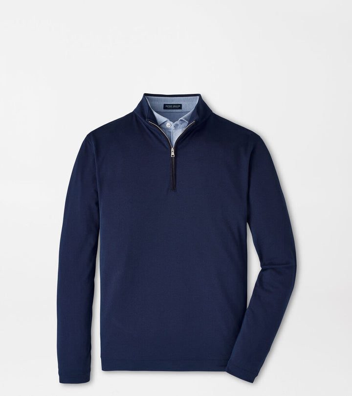 Albatross Cotton-Blend Pique Quarter-Zip - Navy