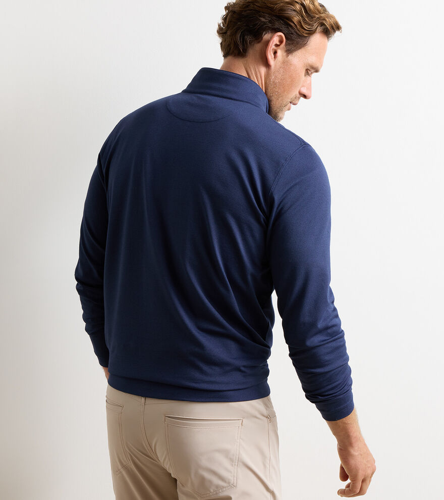 Albatross Cotton-Blend Pique Quarter-Zip - Navy