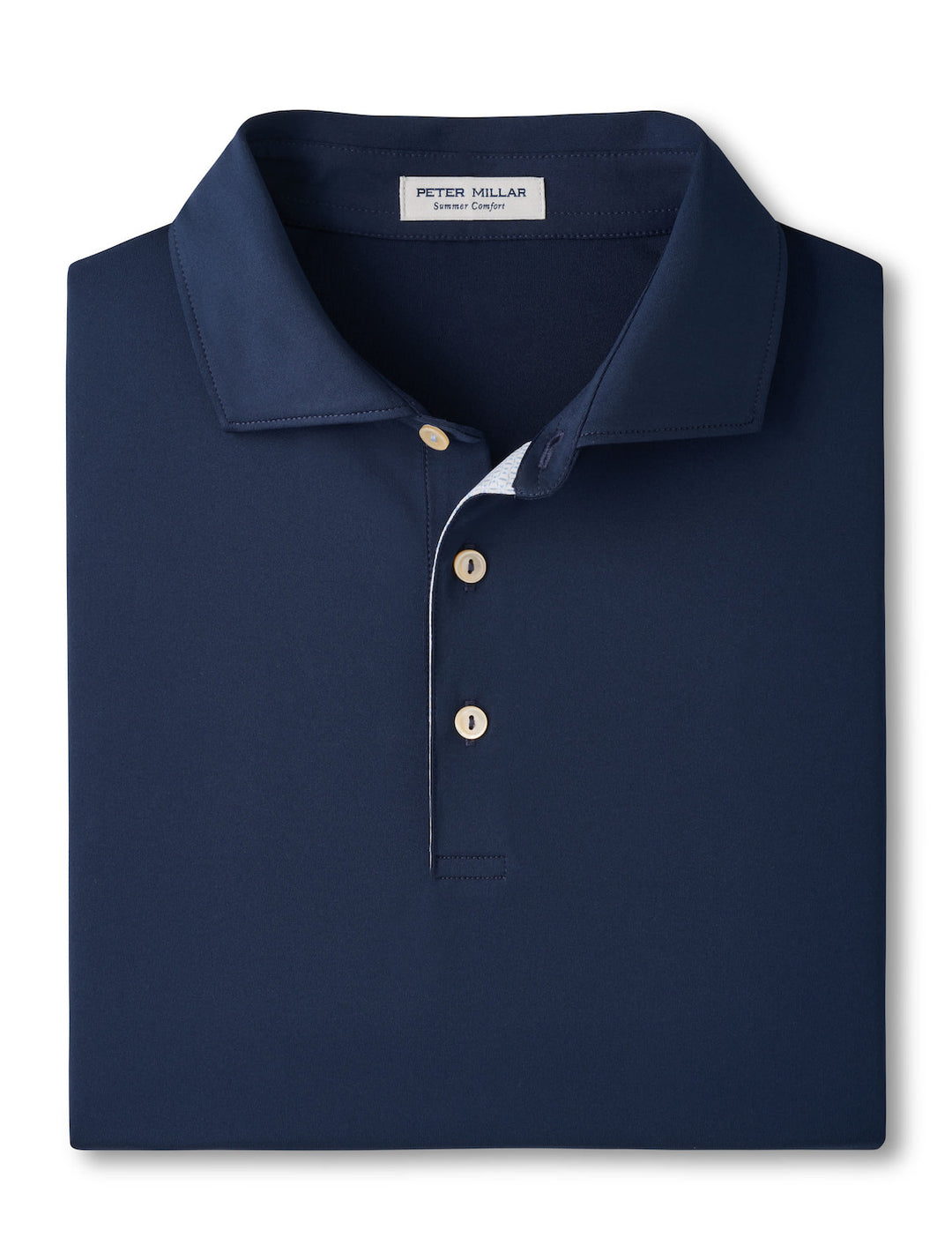 Solid Performance Jersey Polo - Sean Self Collar - Navy