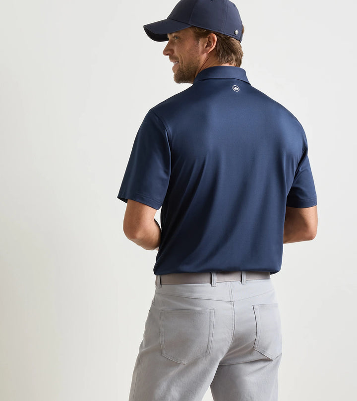 Solid Performance Jersey Polo - Sean Self Collar - Navy