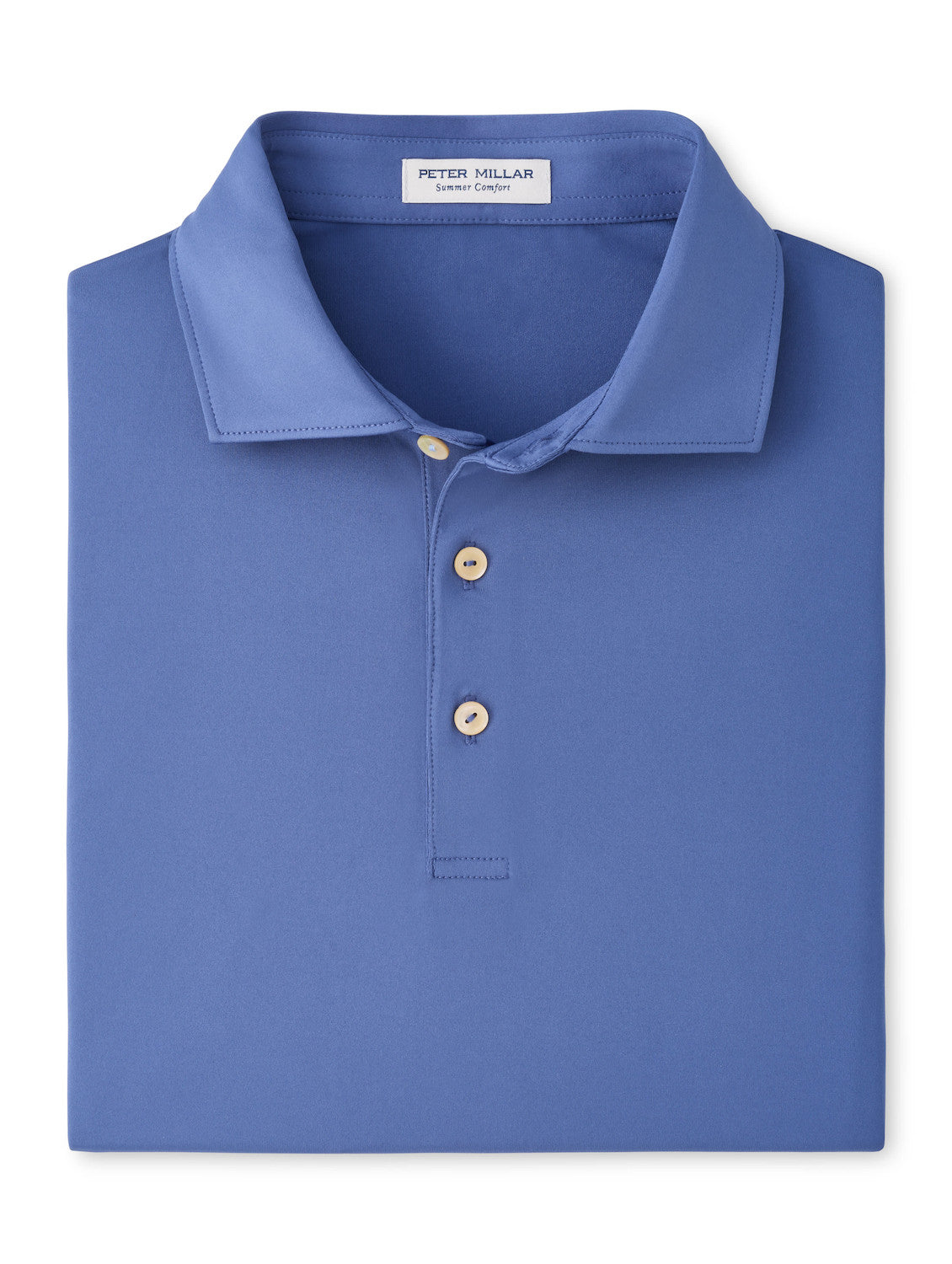 Solid Performance Jersey Polo - Sean Self Collar - Bali Blue