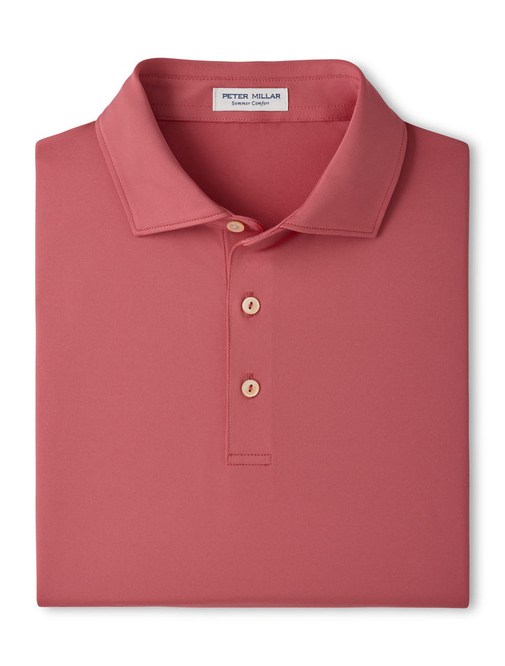 Solid Performance Jersey Polo - Sean Self Collar - Red Coral