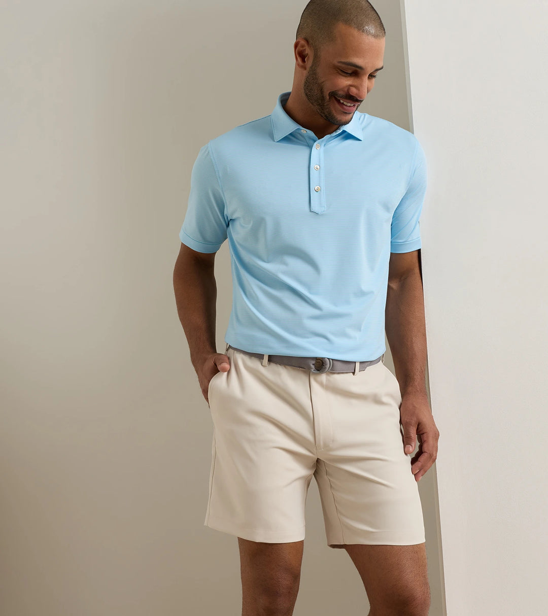 Wynn Performance Jersey Polo - Hogan Hard Collar - Robin Blue