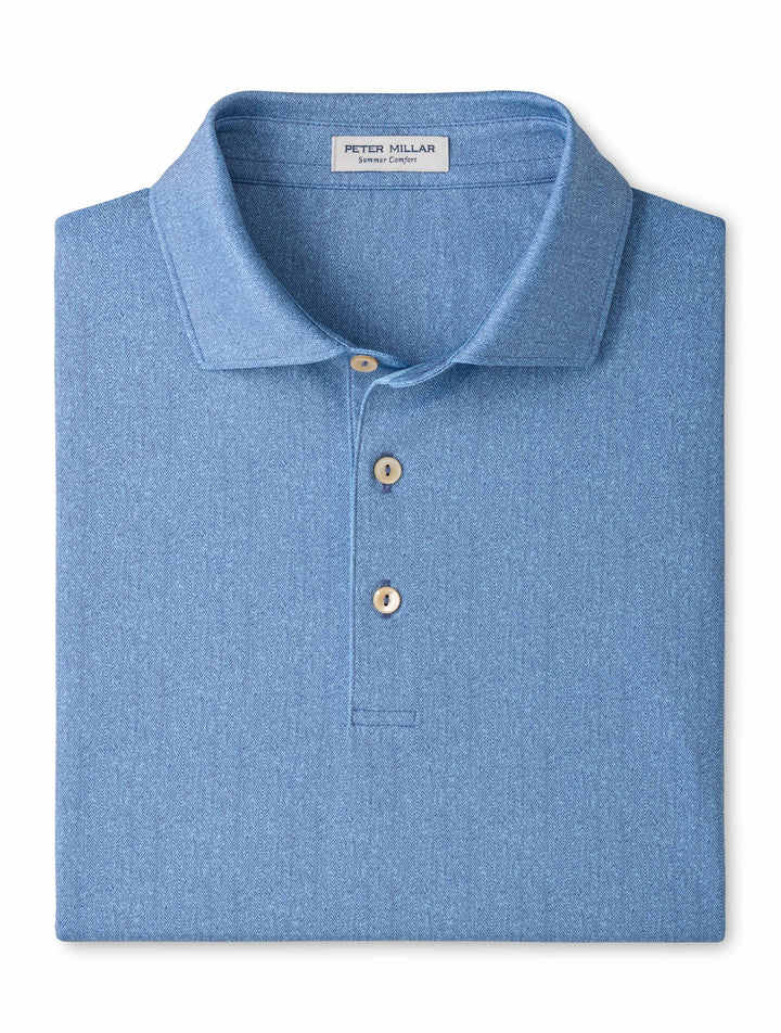 Herringbone Performance Jersey Polo - Sean Self Collar - Bali Blue