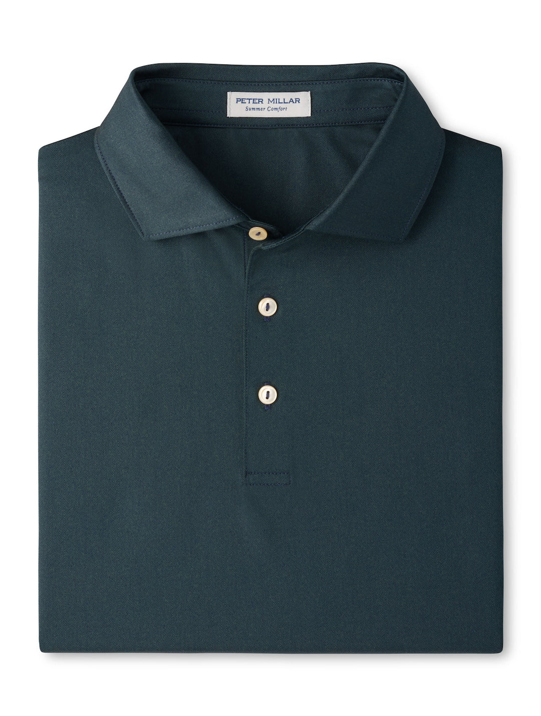 Herringbone Performance Jersey Polo - Sean Self Collar - Navy