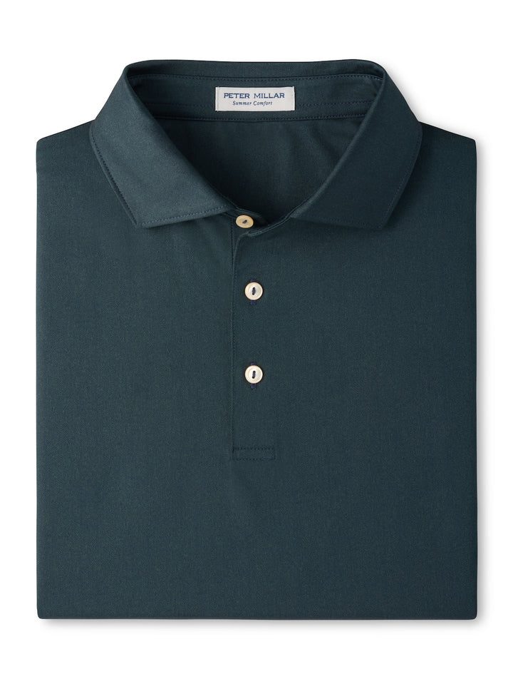 Herringbone Performance Jersey Polo - Sean Self Collar - Navy