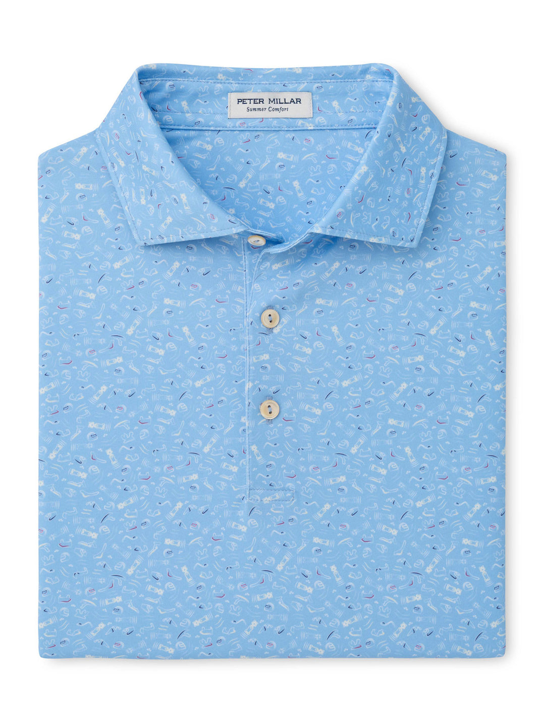 Track Record Performance Jersey Polo - Sean Self Collar - Cottage Blue