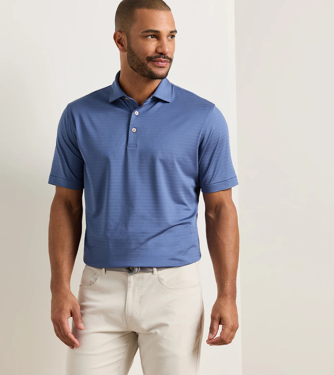 Clark Performance Jersey Polo - Sean Self Collar - Bali Blue