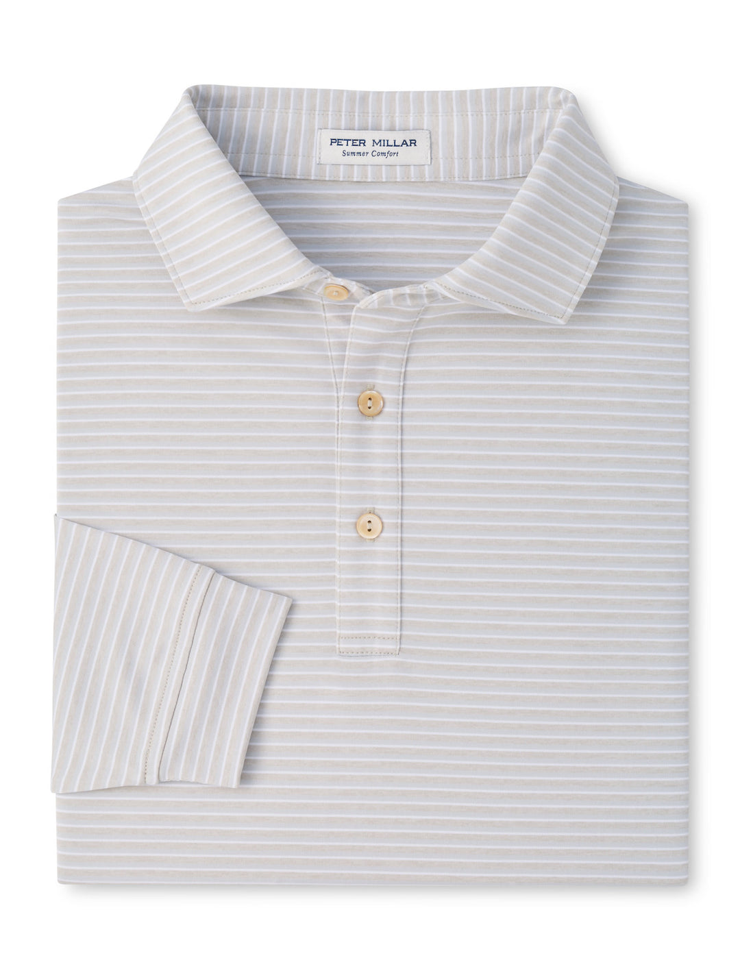 Merion Long-Sleeve Performance Jersey Polo - Sean Self Collar - British Grey