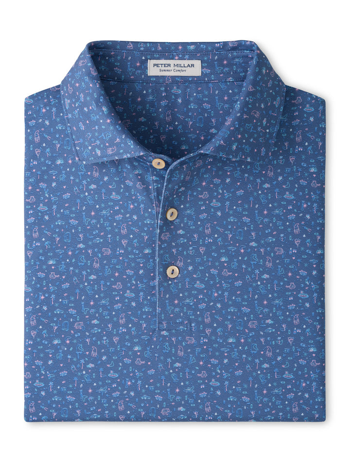 Ridge Performance Jersey Polo - Sean Self Collar - Bali Blue