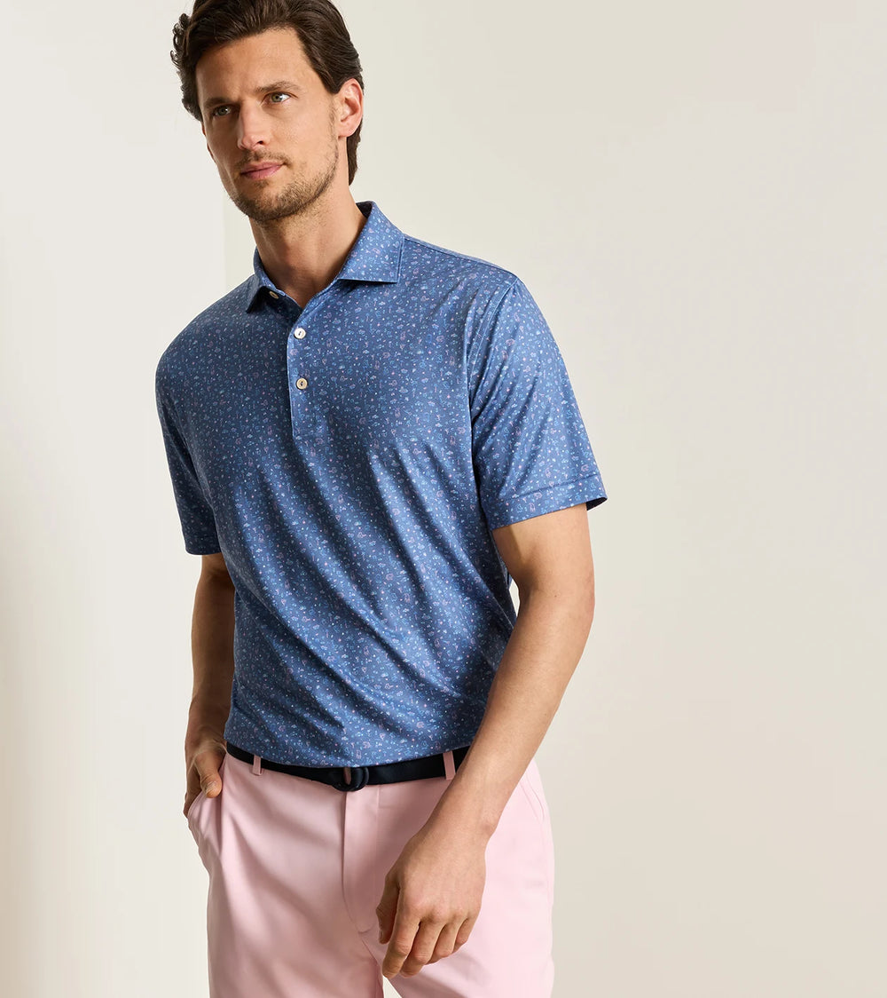 Ridge Performance Jersey Polo - Sean Self Collar - Bali Blue