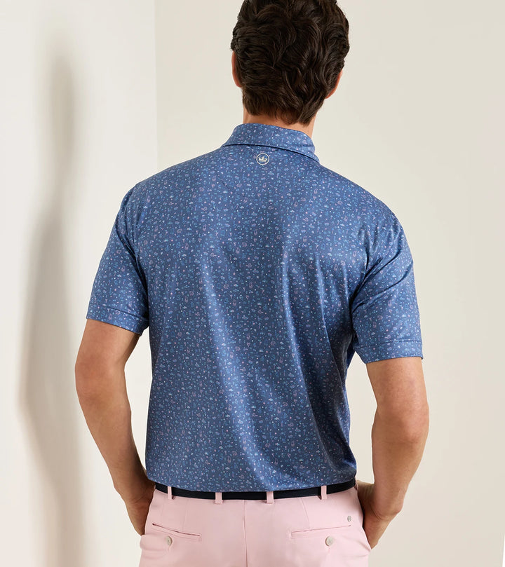 Ridge Performance Jersey Polo - Sean Self Collar - Bali Blue