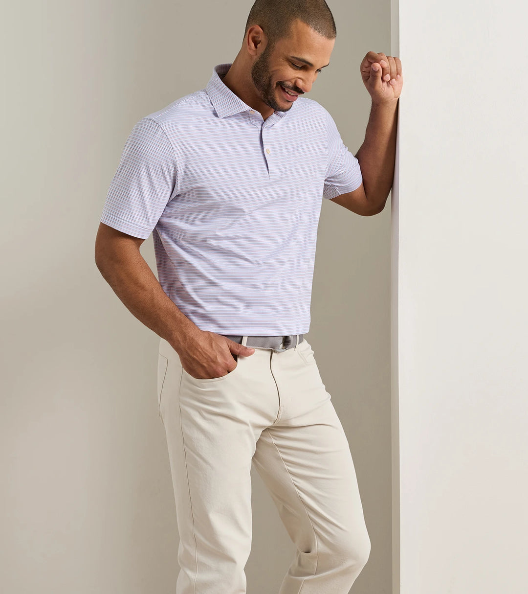Pierce Performance Jersey Polo - Sean Self Collar - White