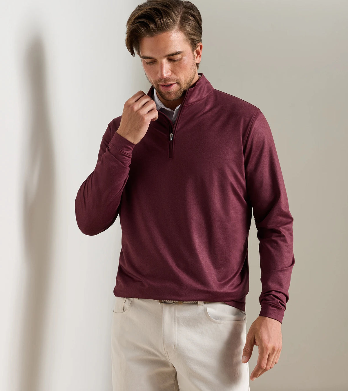 Perth Herringbone Performance Quarter-Zip - Bordeaux