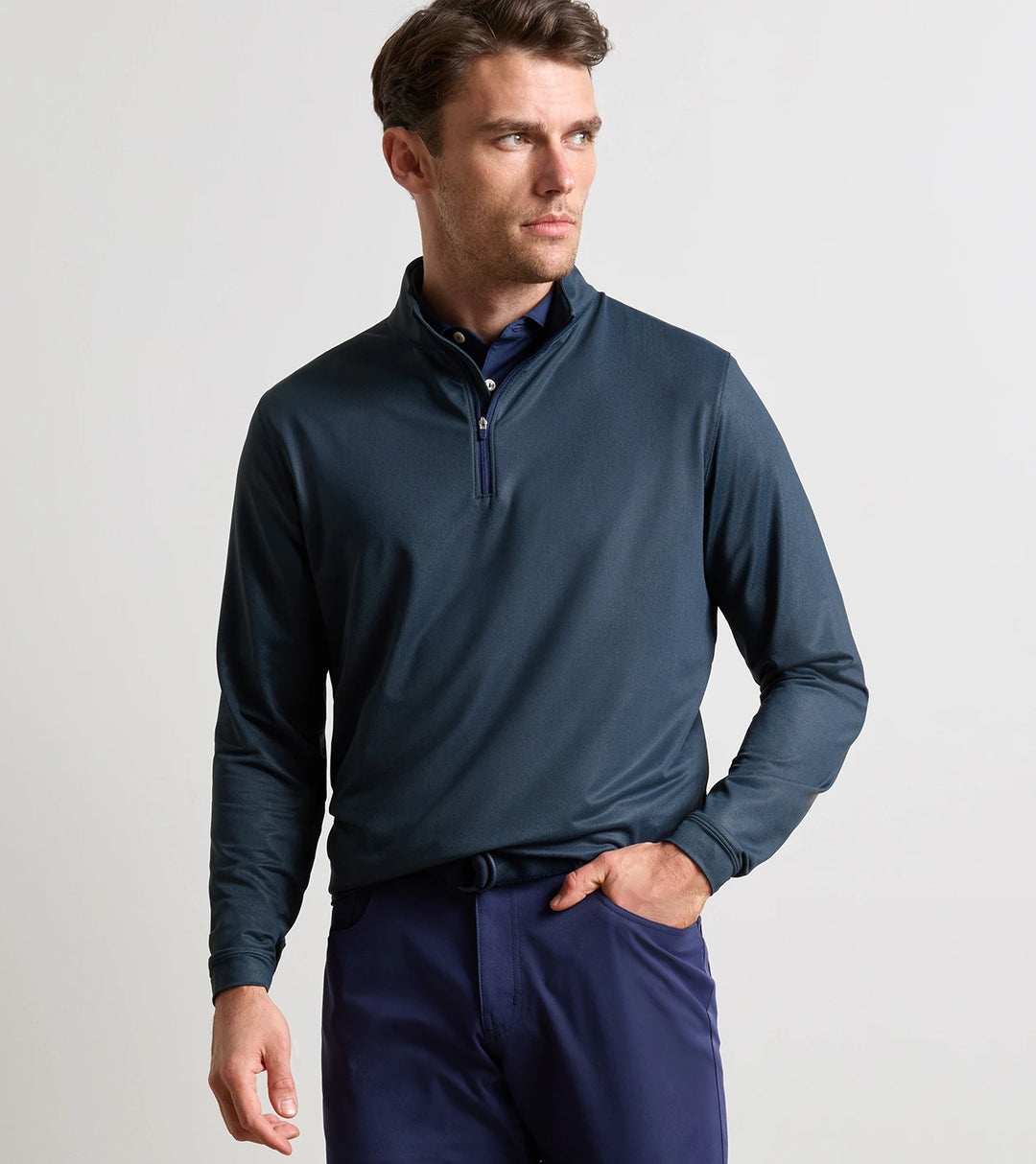 Perth Herringbone Performance Quarter-Zip - Pine Brook