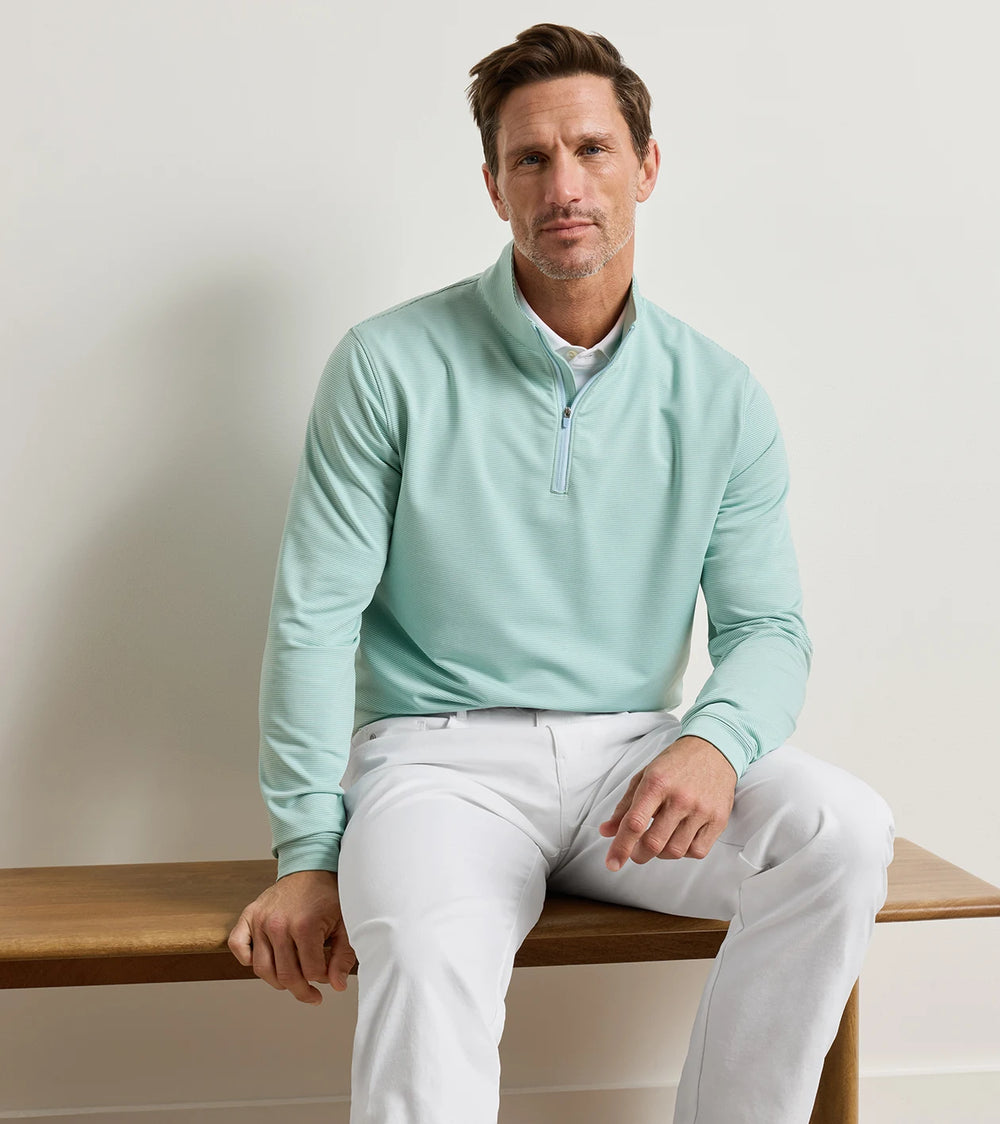 Perth Sugar Stripe Performance Quarter-Zip - Fresh Mint