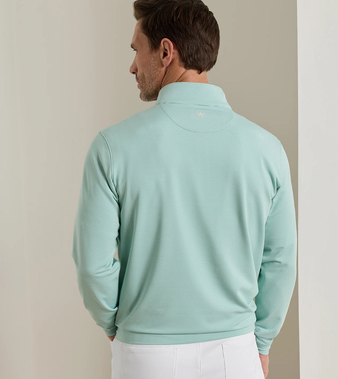 Perth Sugar Stripe Performance Quarter-Zip - Fresh Mint