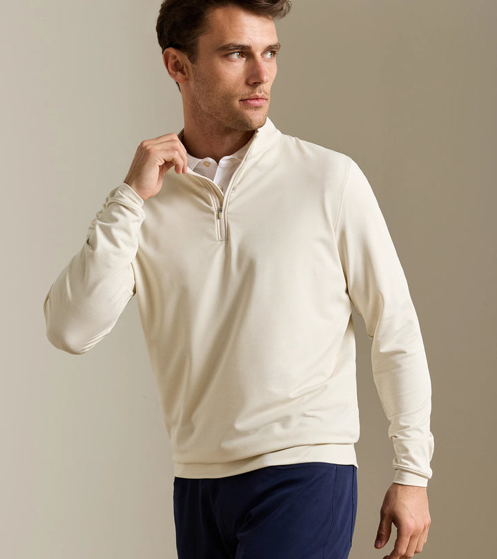 Perth Sugar Stripe Performance Quarter-Zip - Stone