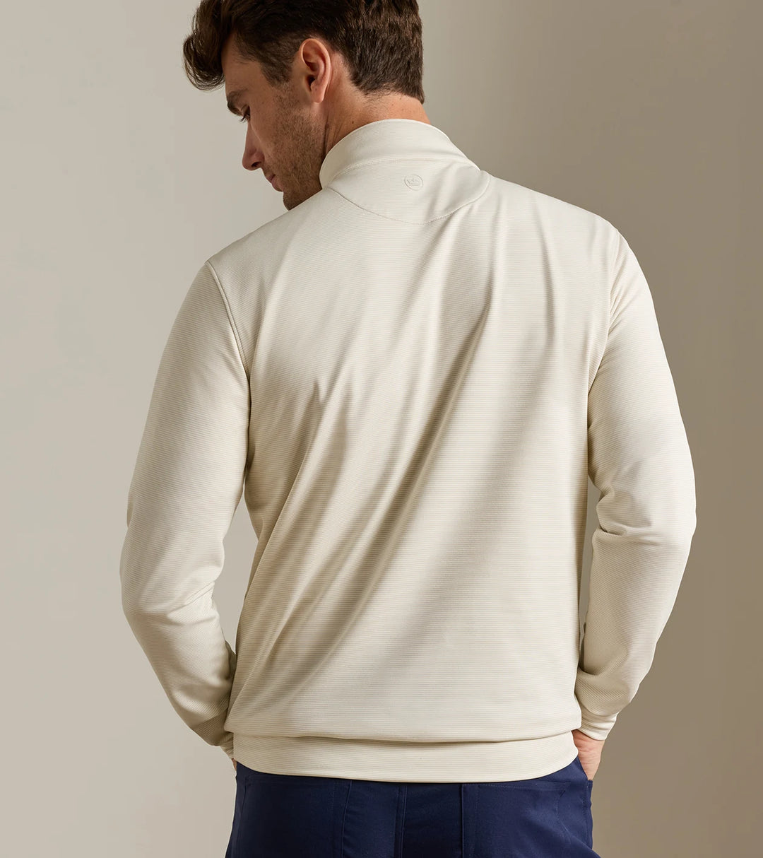 Perth Sugar Stripe Performance Quarter-Zip - Stone
