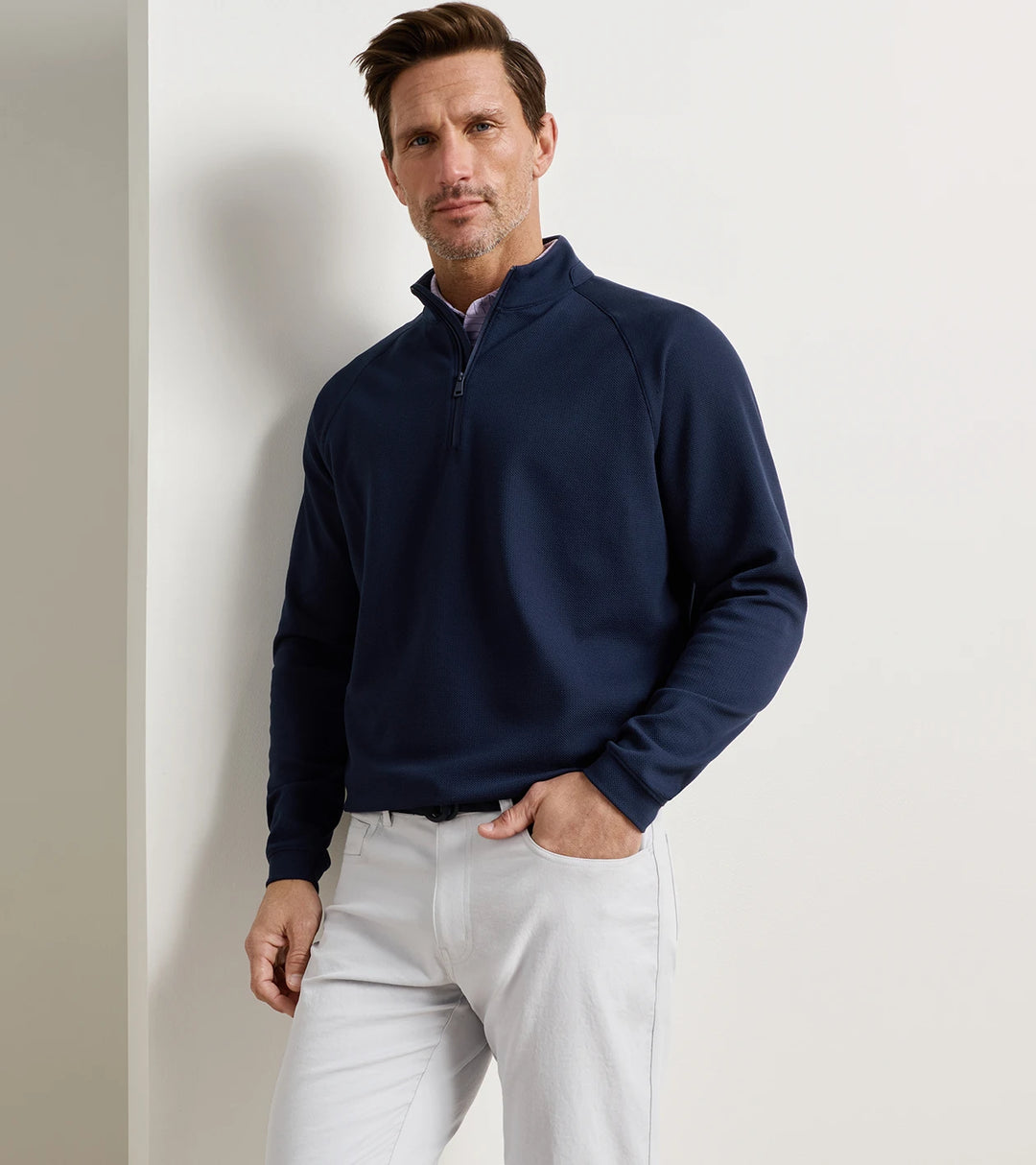 Cradle Piqué Performance Quarter-Zip - Navy