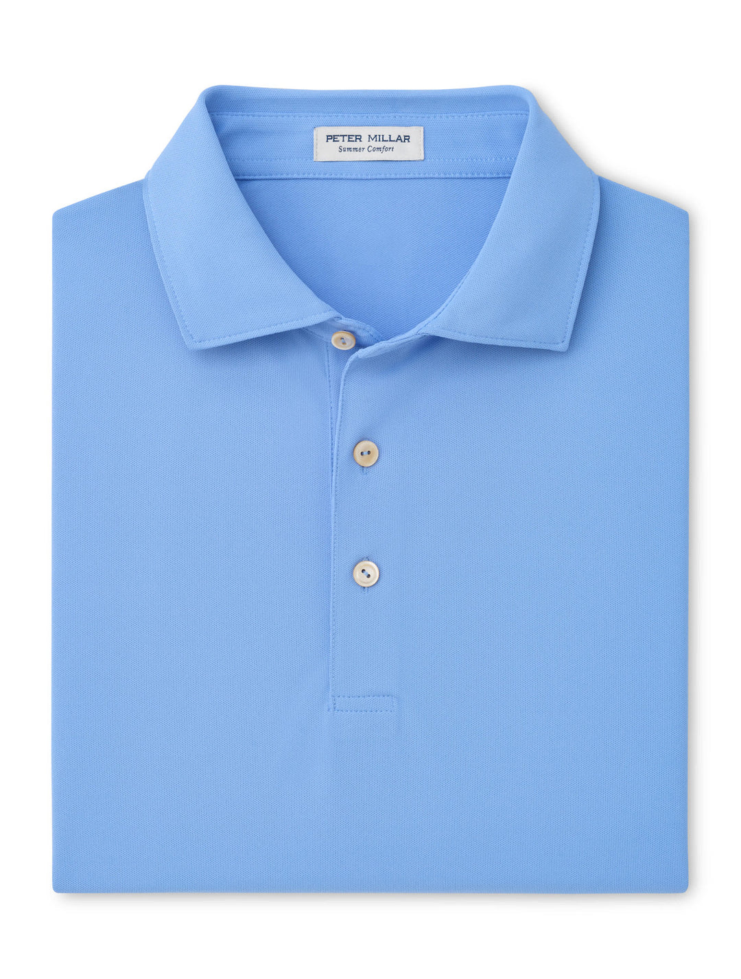 Solid Performance Mesh Polo - Sean Self Collar - Estate Blue