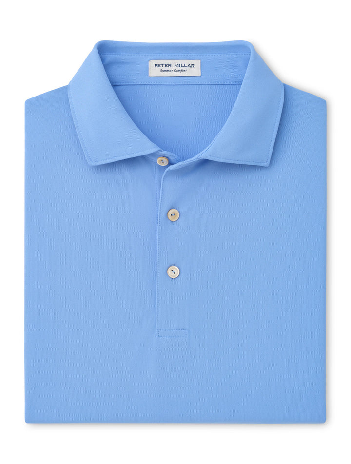 Solid Performance Mesh Polo - Sean Self Collar - Estate Blue