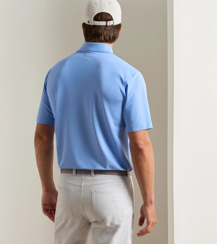 Solid Performance Mesh Polo - Sean Self Collar - Estate Blue