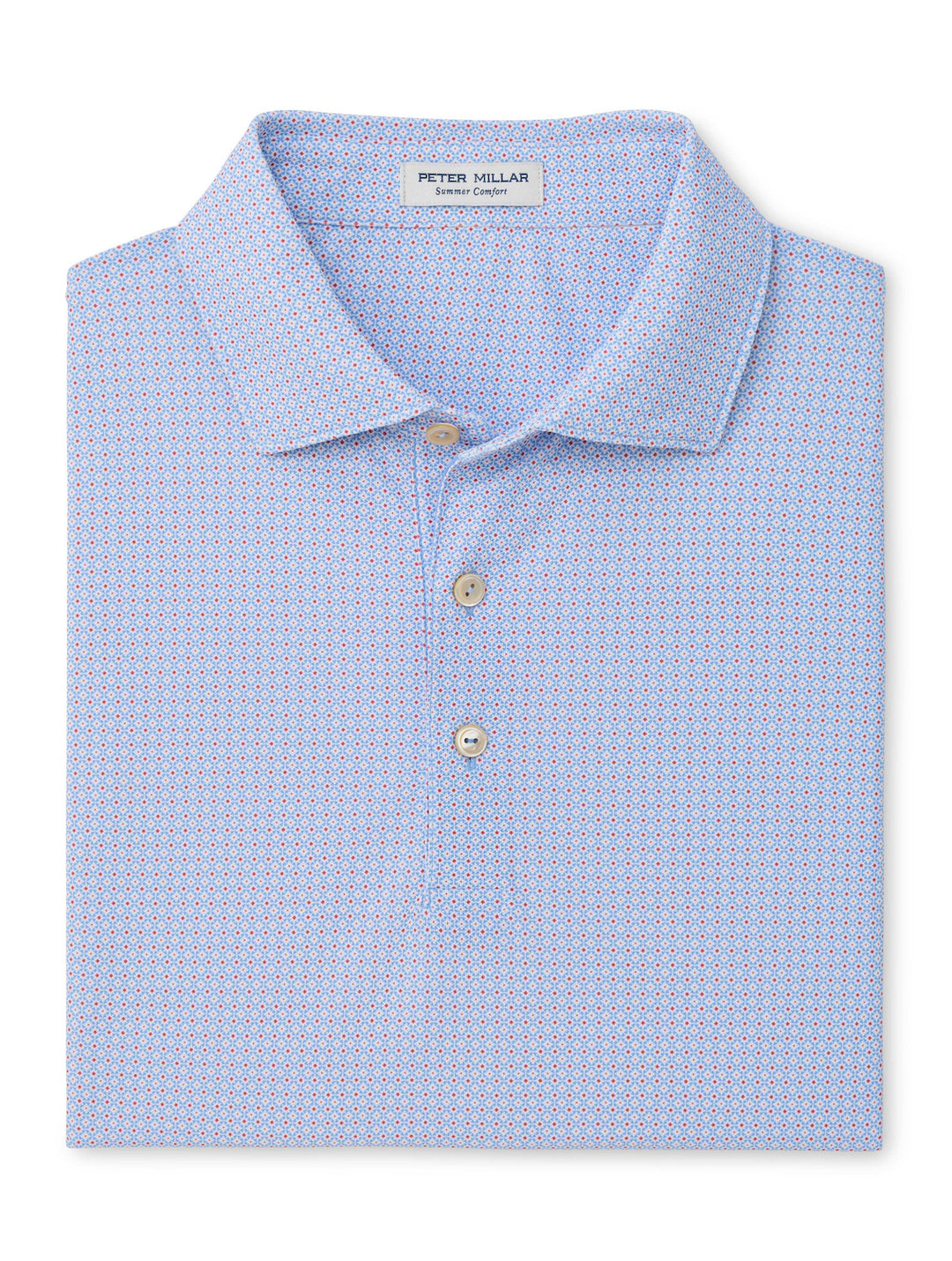Mosaic Performance Mesh Polo - Sean Self Collar - Estate Blue