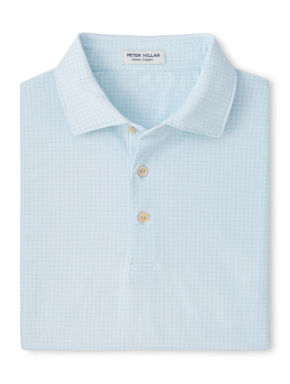 Mosaic Performance Mesh Polo - Sean Self Collar - Pale Blue