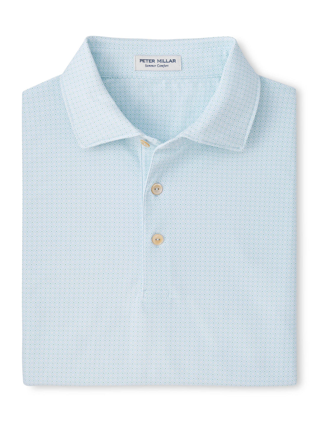 Mosaic Performance Mesh Polo - Sean Self Collar - Pale Blue