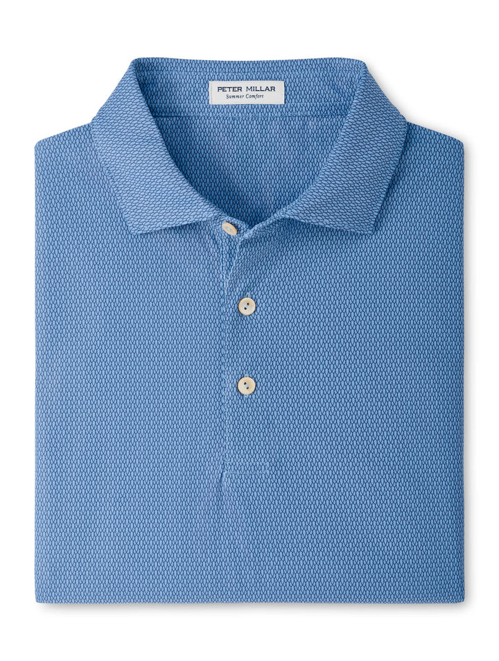 Currituck Performance Mesh Polo - Sean Self Collar - Cottage Blue