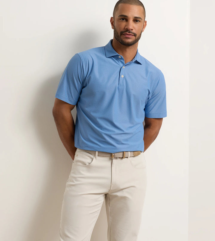Currituck Performance Mesh Polo - Sean Self Collar - Cottage Blue