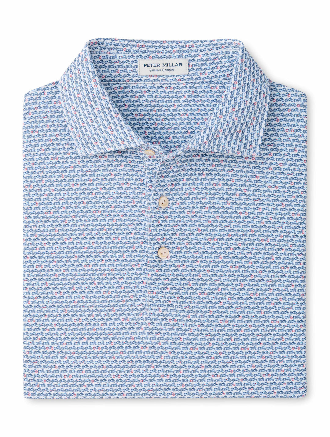 Motorcycle Performance Mesh Polo - Sean Self Collar - White