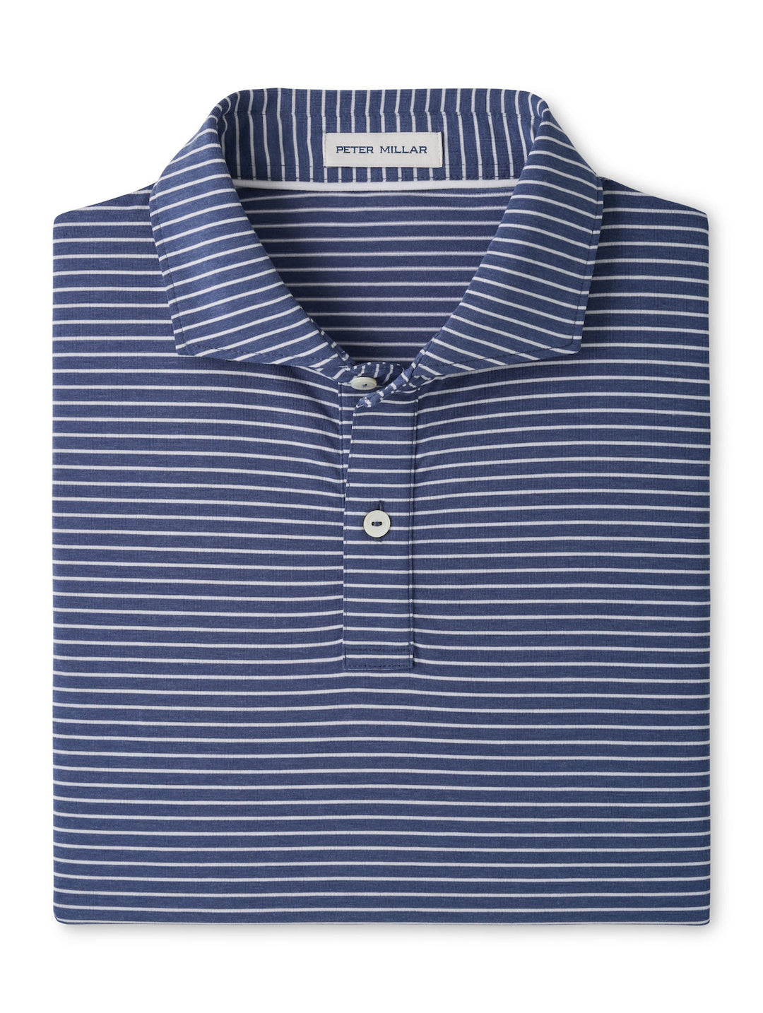 Etc Stripe Performance Jersey Polo - Edwin Spread Collar - Bali Blue