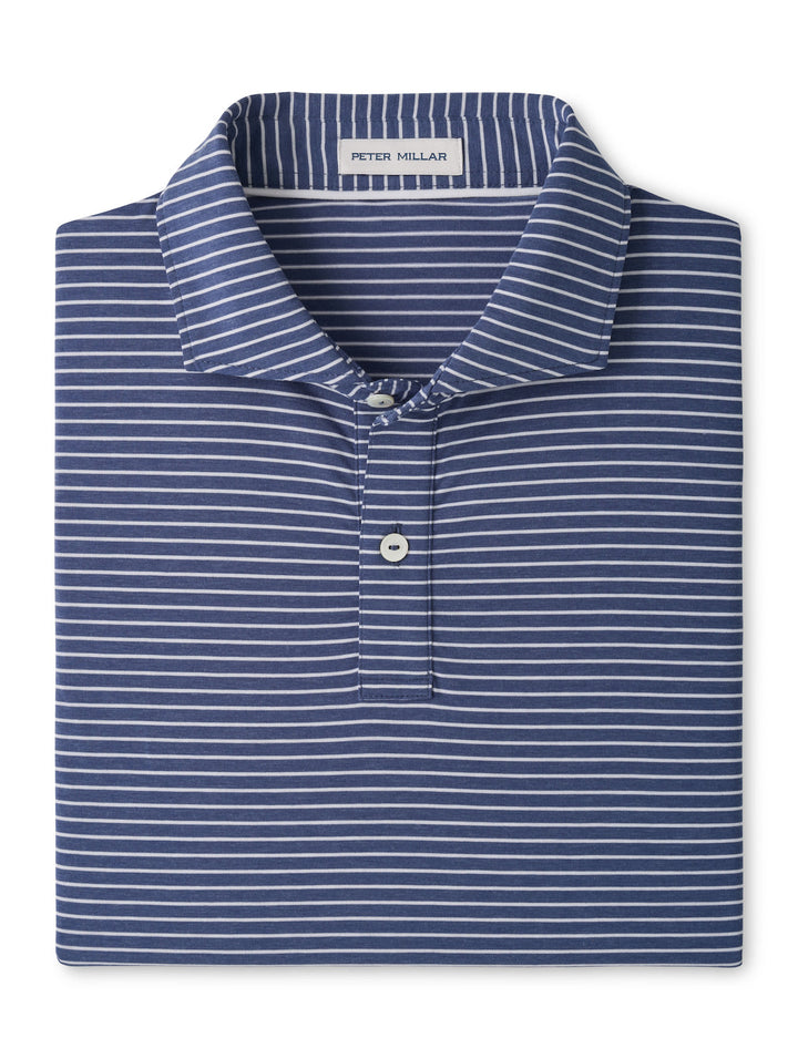 Etc Stripe Performance Jersey Polo - Edwin Spread Collar - Bali Blue