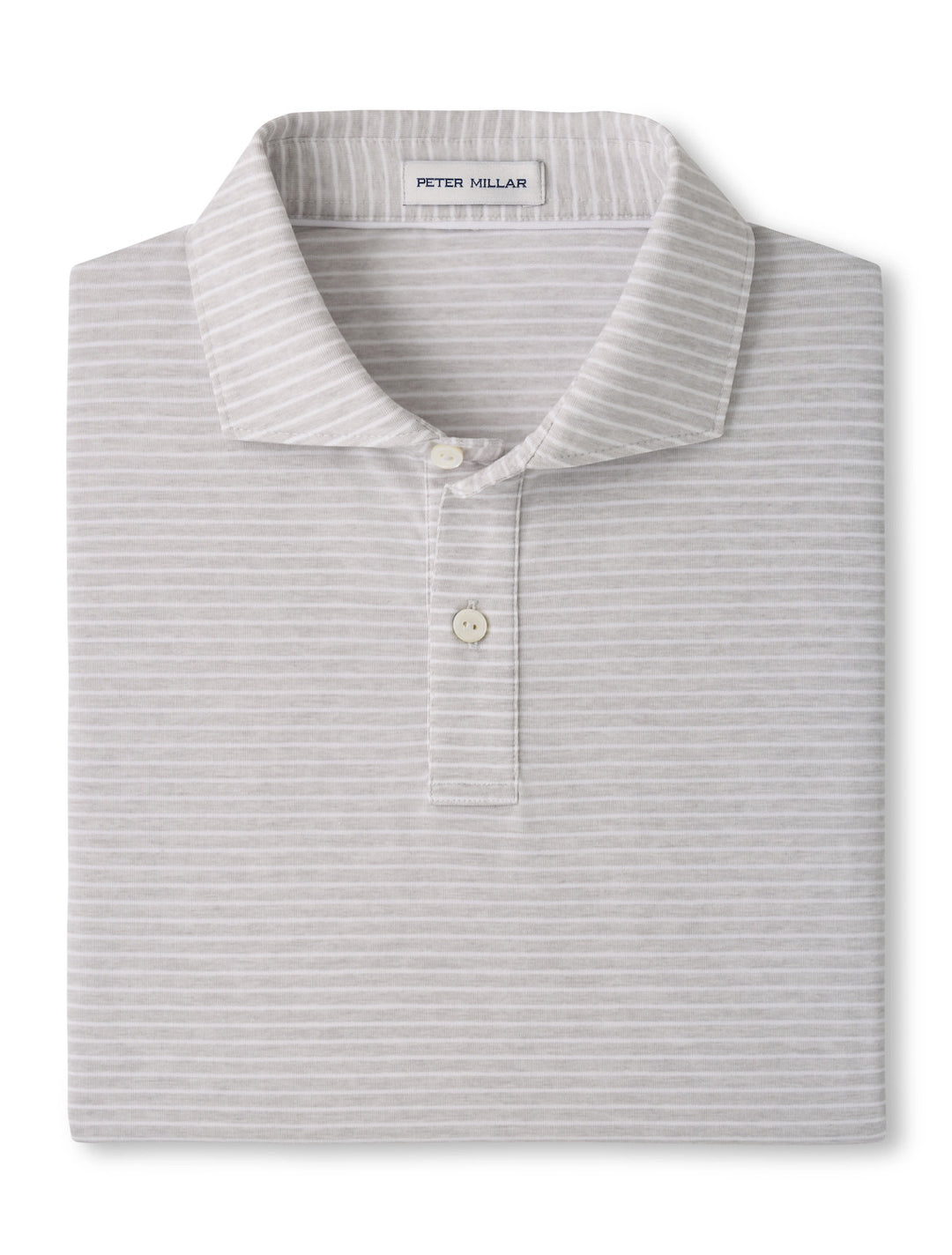 Etc Stripe Performance Jersey Polo - Edwin Spread Collar - British Grey