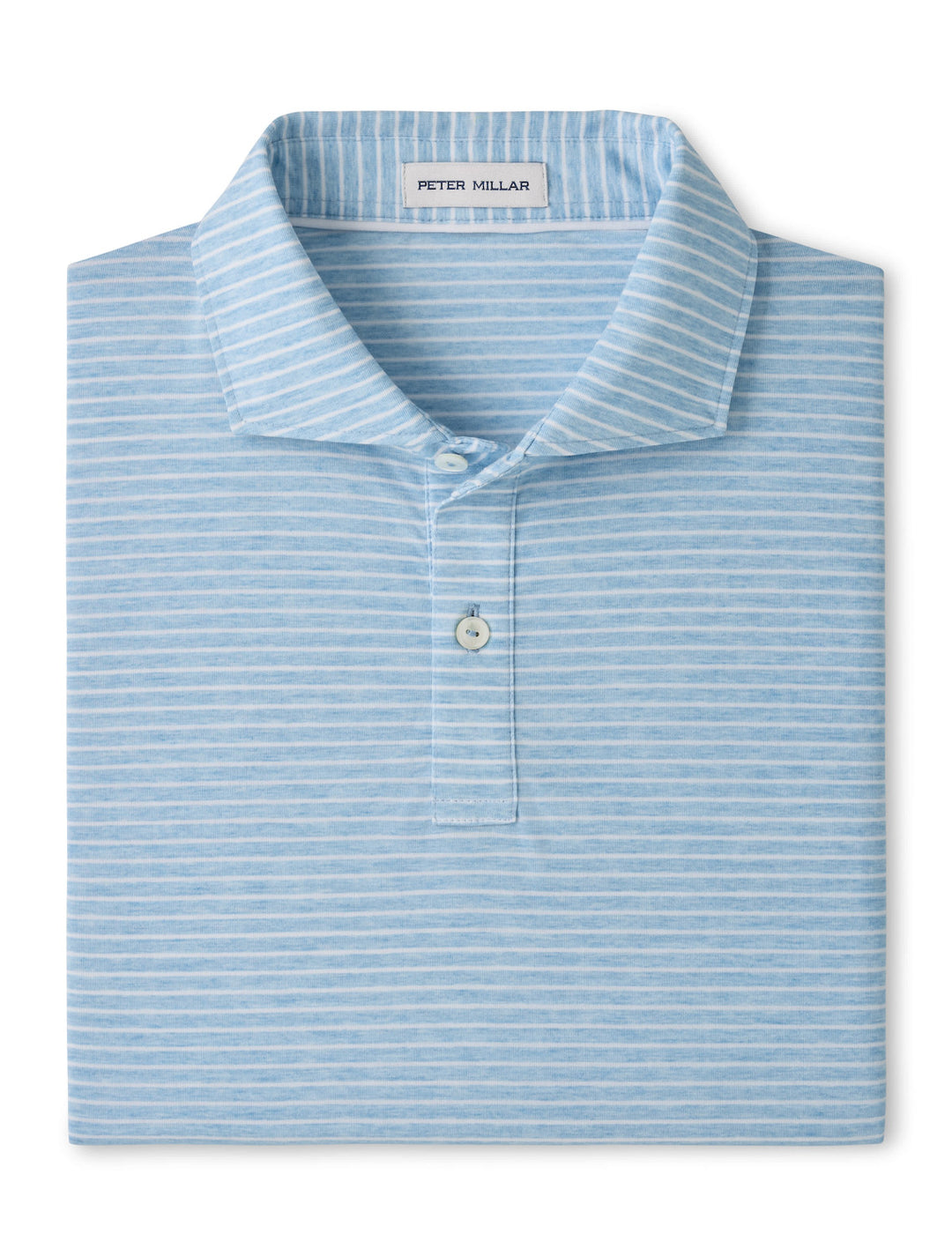 Etc Stripe Performance Jersey Polo - Edwin Spread Collar - Cottage Blue