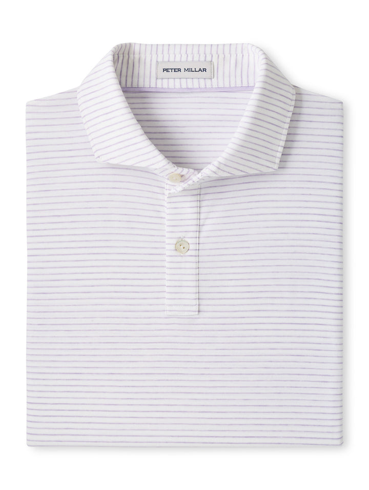 Etc Stripe Performance Jersey Polo - Edwin Spread Collar - White