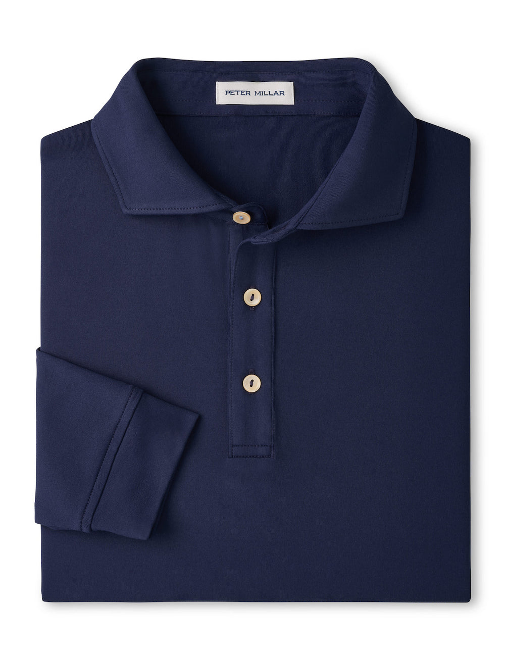 Lyons Performance Jersey Long-Sleeve Polo - Edwin Spread Collar - Navy