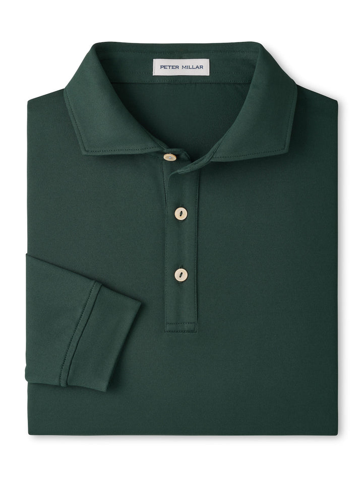Lyons Performance Jersey Long-Sleeve Polo - Edwin Spread Collar - Pine Brook