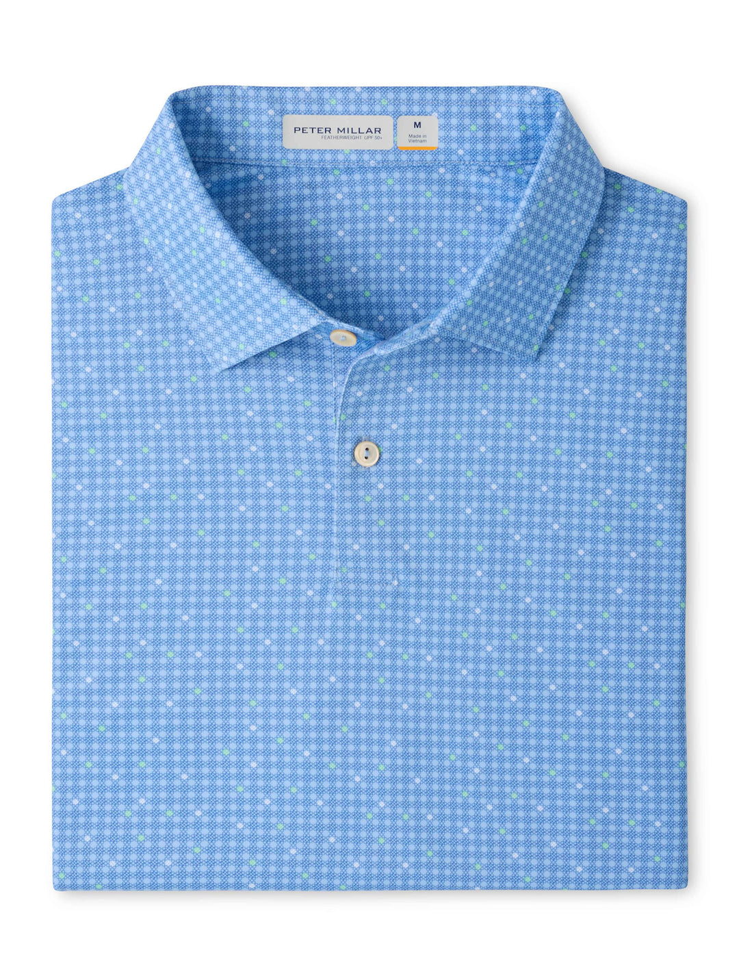 Featherweight Gingham Performance Polo - Sean Self Collar - Cottage Blue