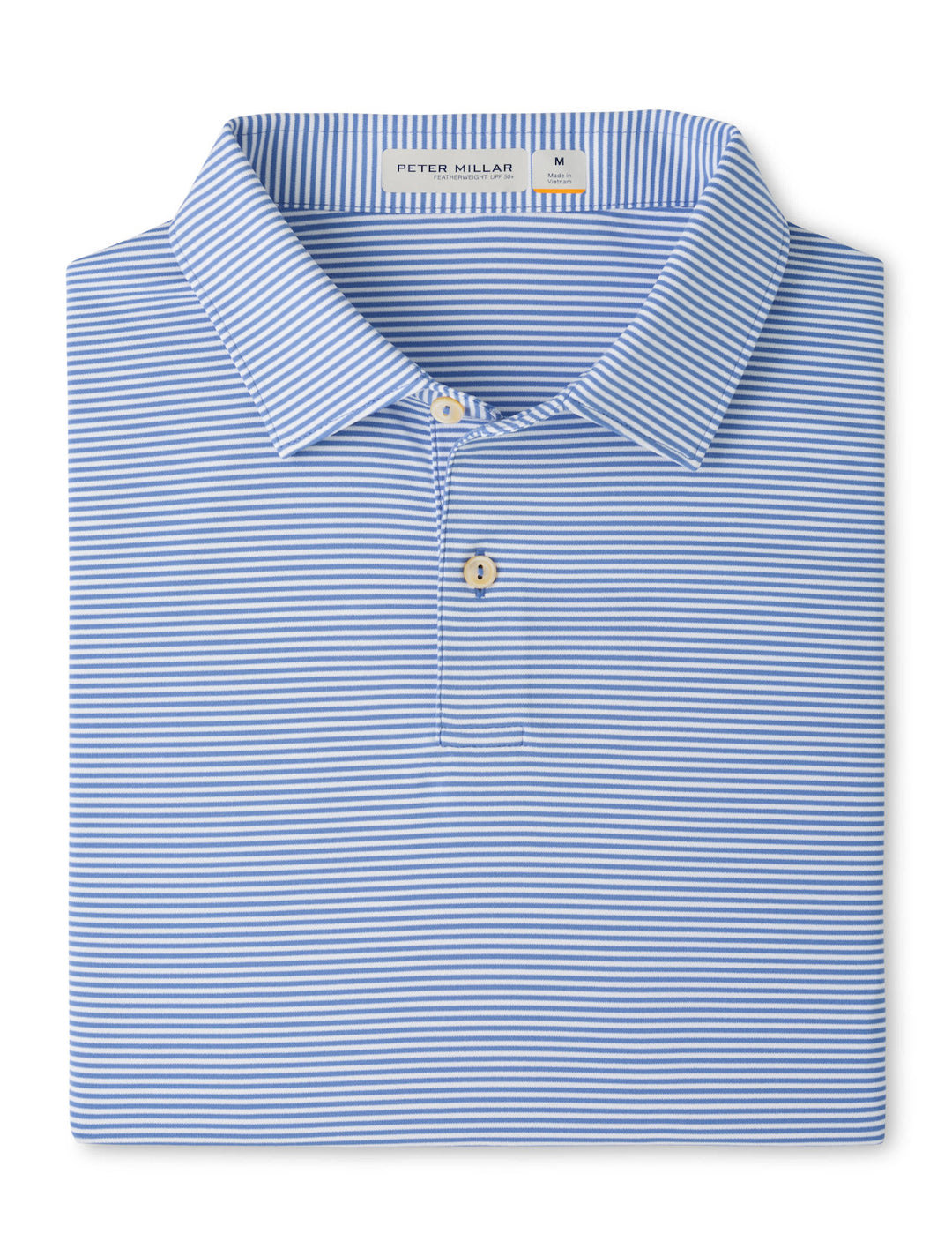 Featherweight Market Stripe Performance Polo - Sean Self Collar - Hyper Blue