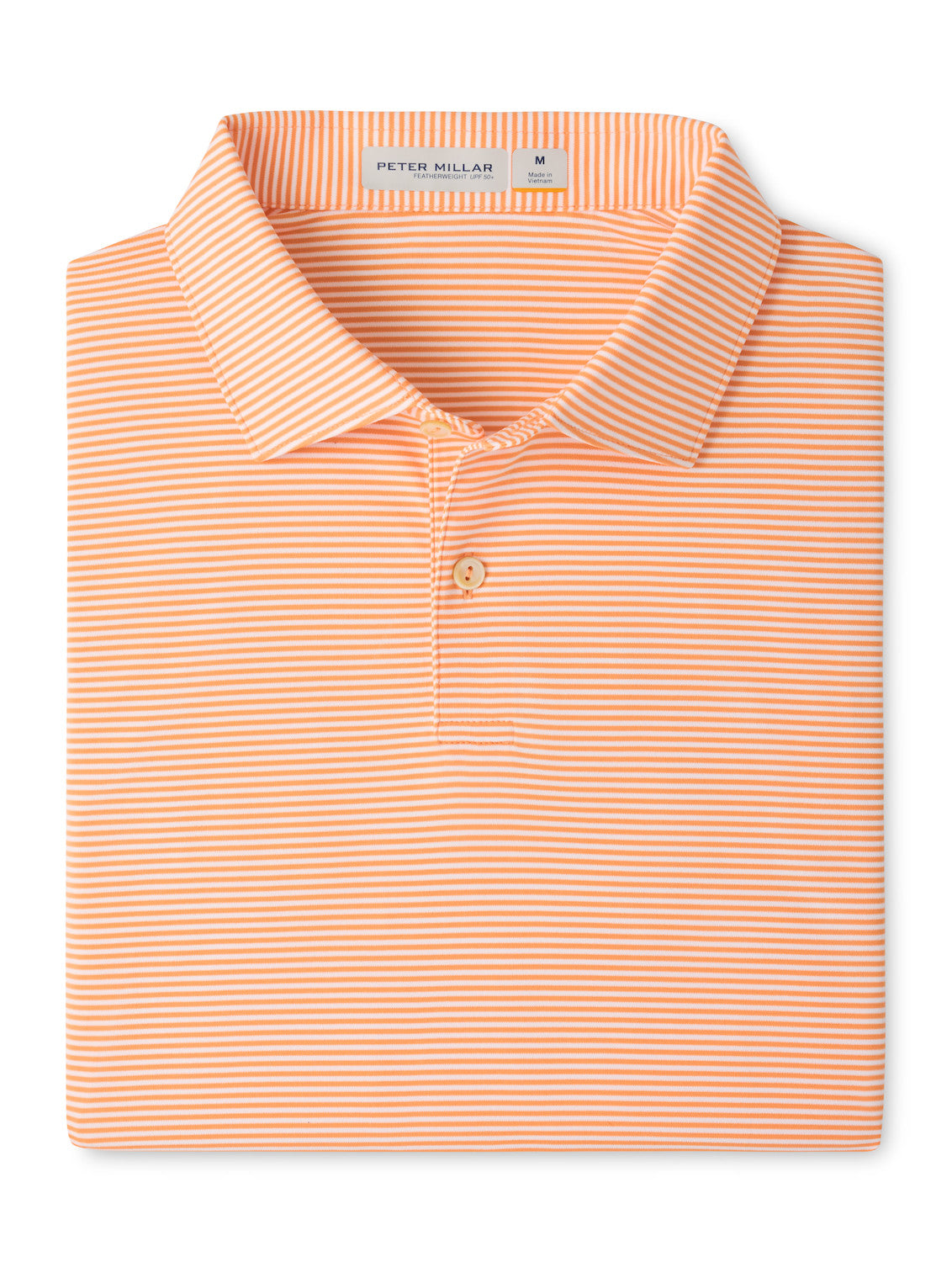 Featherweight Market Stripe Performance Polo - Sean Self Collar - Papaya