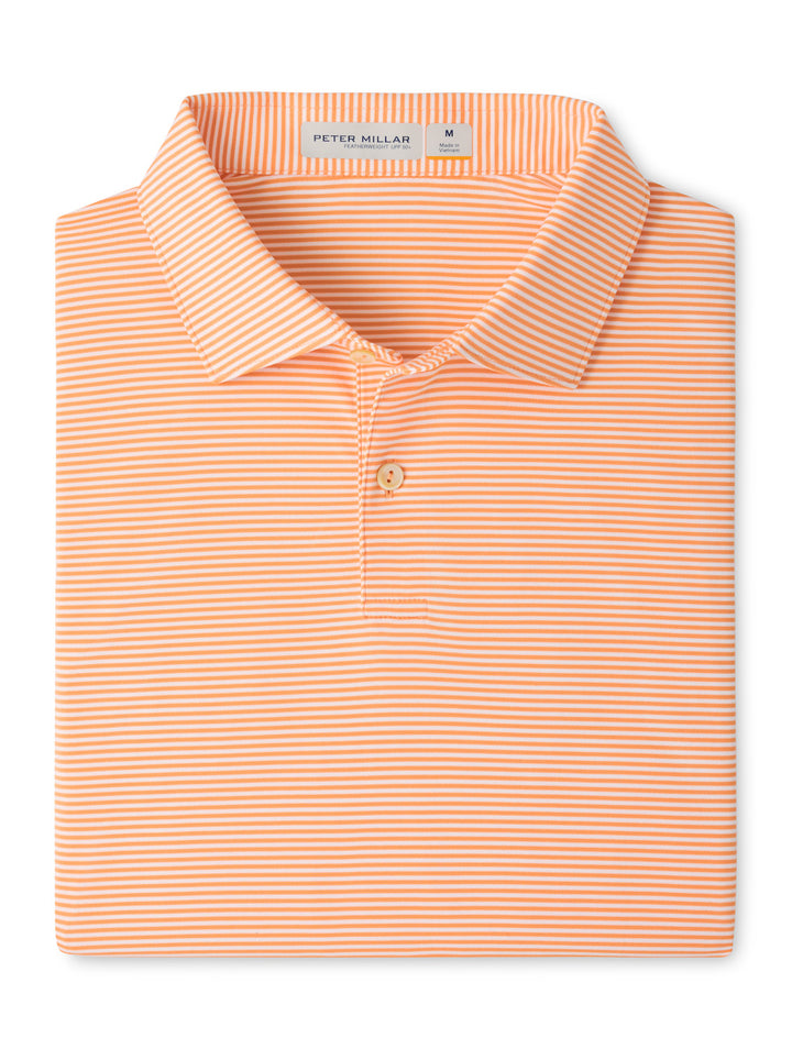 Featherweight Market Stripe Performance Polo - Sean Self Collar - Papaya