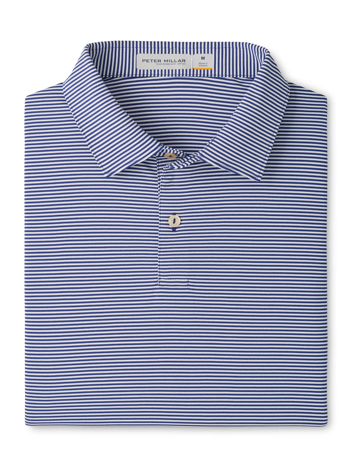 Featherweight Market Stripe Performance Polo - Sean Self Collar - Sport Navy