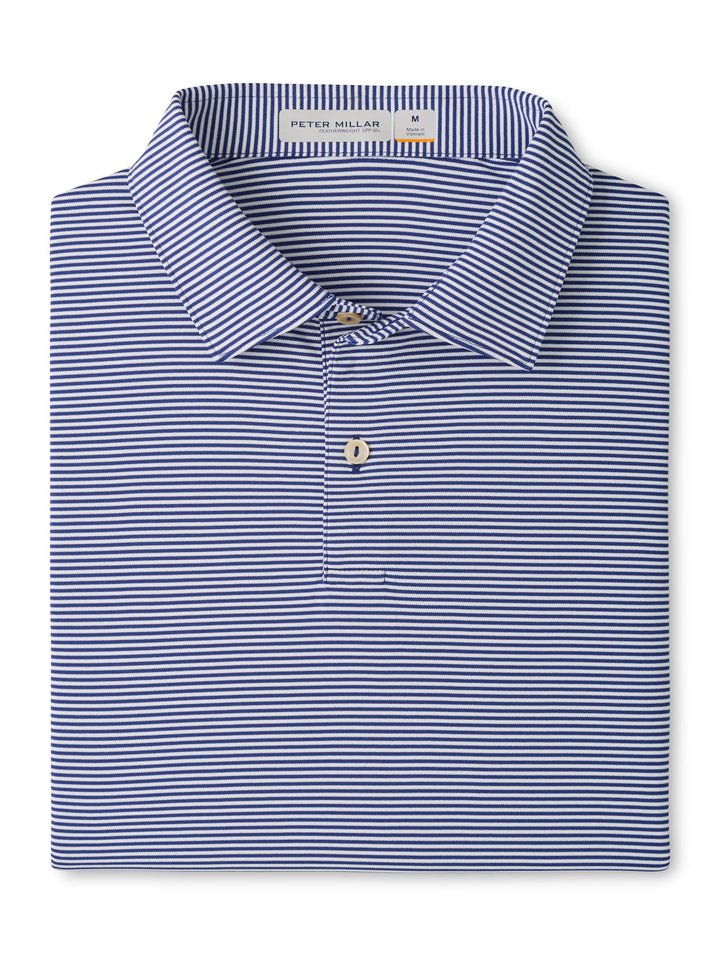Featherweight Market Stripe Performance Polo - Sean Self Collar - Sport Navy