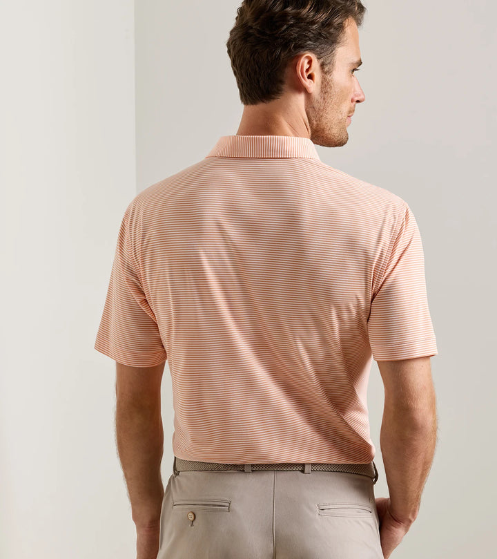 Featherweight Market Stripe Performance Polo - Sean Self Collar - Papaya